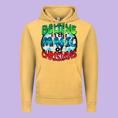 Believe In The Magic Of Christmas Vintage Hoodie Designed By Barkaloodesign