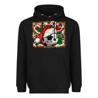 Black Soccer Ball Christmas With Hat And Candy Cane Heavyweight Hoodie - FaDigitalArtStudio