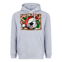 Heather Grey Soccer Ball Christmas With Hat And Candy Cane Heavyweight Hoodie - FaDigitalArtStudio