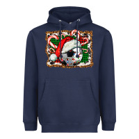 Navy Soccer Ball Christmas With Hat And Candy Cane Heavyweight Hoodie - FaDigitalArtStudio