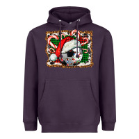 Plum Soccer Ball Christmas With Hat And Candy Cane Heavyweight Hoodie - FaDigitalArtStudio