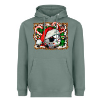 Sage Soccer Ball Christmas With Hat And Candy Cane Heavyweight Hoodie - FaDigitalArtStudio