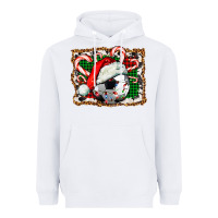 White Soccer Ball Christmas With Hat And Candy Cane Heavyweight Hoodie - FaDigitalArtStudio