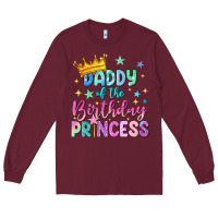 Burgundy daddy of the birthday princess Long Sleeve Tee - NancyCooperArtShop