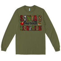 Army Green santa's favorite librarian Long Sleeve Tee - Jasminsmagicworld