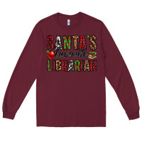 Burgundy santa's favorite librarian Long Sleeve Tee - Jasminsmagicworld