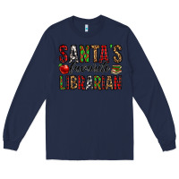 Navy santa's favorite librarian Long Sleeve Tee - Jasminsmagicworld