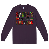 Plum santa's favorite librarian Long Sleeve Tee - Jasminsmagicworld