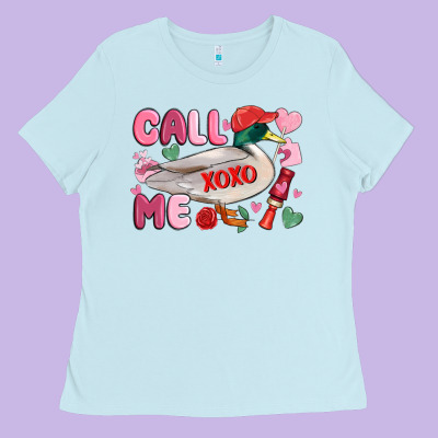 Call Me Valentine Mallard Duck Ladies Tee Designed By Maliassmallbusiness