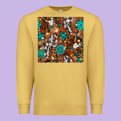 Western Gemstone Aztec Seamless Pattern Premium Sweatshirt Designed By Bundleandbundleshop
