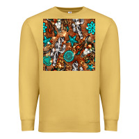 Antique Gold western gemstone aztec seamless pattern Premium Sweatshirt - BundleAndBundleShop