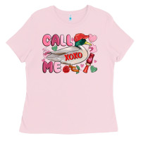 Bubblegum Pink call me valentine mallard duck Ladies Tee - MaliasSmallBusiness