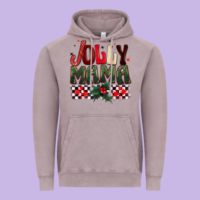 Christmas Jolly Mama Vintage Hoodie Designed By Barkaloodesign