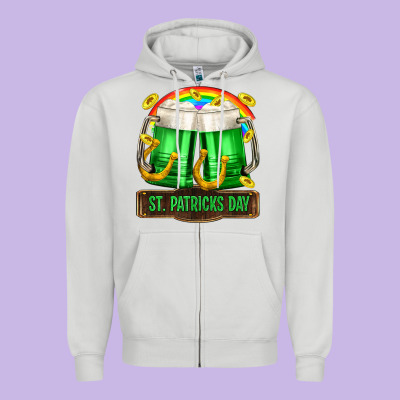 St. Patrick's Day Beer Zipper Hoodie Designed By Oliviacreatesart