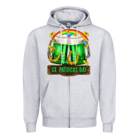 Heather Grey St. Patrick's Day beer Zipper Hoodie - OliviaCreatesArt