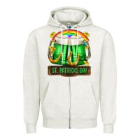 Oatmeal Heather St. Patrick's Day beer Zipper Hoodie - OliviaCreatesArt