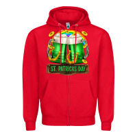 Red St. Patrick's Day beer Zipper Hoodie - OliviaCreatesArt