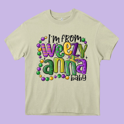 I'm From Weezy Anna Baby Mardi Gras Heavy Core Tee Designed By Maliassmallbusiness