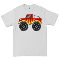 Dove Grey monster truck with flames Premium Tee - MaliasSmallBusiness