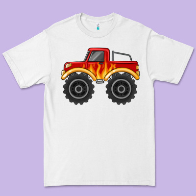 Monster Truck With Flames Premium Tee Designed By Maliassmallbusiness