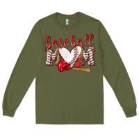 Army Green Baseball Mom Long Sleeve Tee - NancyCooperArtShop