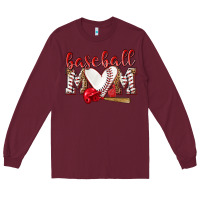 Burgundy Baseball Mom Long Sleeve Tee - NancyCooperArtShop