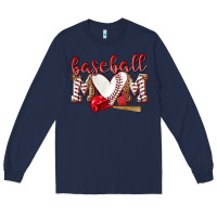 Navy Baseball Mom Long Sleeve Tee - NancyCooperArtShop