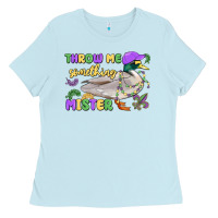 Baby Blue throw me something mister mardi gras duck Ladies Tee - MaliasSmallBusiness