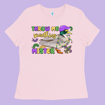 Throw Me Something Mister Mardi Gras Duck Ladies Tee Designed By Maliassmallbusiness