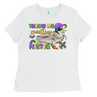 White throw me something mister mardi gras duck Ladies Tee - MaliasSmallBusiness