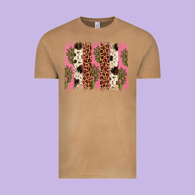 Cactus Leopard Cowhide Brush Stroke Vintage Tee Designed By Artiststas
