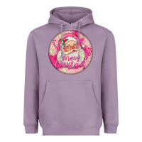 Lavender Pink Merry Christmas Santa Heavyweight Hoodie - FaDigitalArtStudio