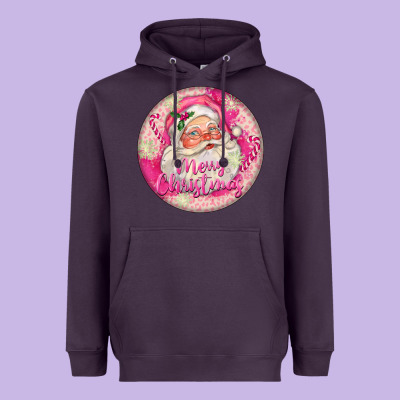 Pink Merry Christmas Santa Heavyweight Hoodie Designed By Fadigitalartstudio