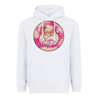 White Pink Merry Christmas Santa Heavyweight Hoodie - FaDigitalArtStudio