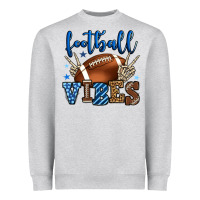 Heather Grey Football vibes blue and grey team color Heavyweight Sweatshirt - HowdyJamesFarm
