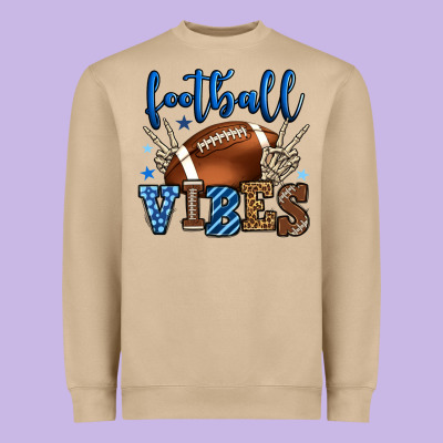 Football Vibes Blue And Grey Team Color Heavyweight Sweatshirt Designed By Howdyjamesfarm