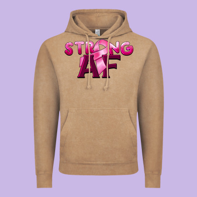 Strong Af Breast Cancer Vintage Hoodie Designed By Barkaloodesign