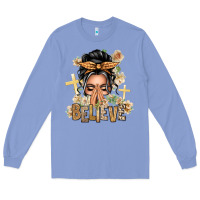 Colony Blue Gray Hair Believe Praying Caucasian Messy Bun Long Sleeve Tee - texasbilliewilder
