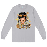 Moon Dust Gray Hair Believe Praying Caucasian Messy Bun Long Sleeve Tee - texasbilliewilder