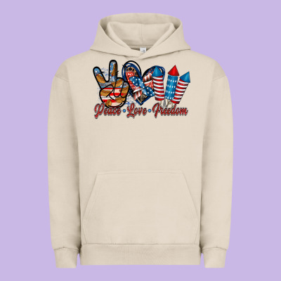 Peace Love Freedom Urban Hoodie Designed By Racoondesign