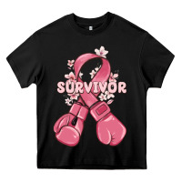 Black survivor breast cancer with boxing gloves Heavy Core Tee - MaliasSmallBusiness