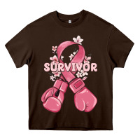 Chocolate Brown survivor breast cancer with boxing gloves Heavy Core Tee - MaliasSmallBusiness