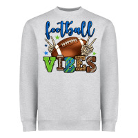 Heather Grey Football vibes green and blue Heavyweight Sweatshirt - HowdyJamesFarm