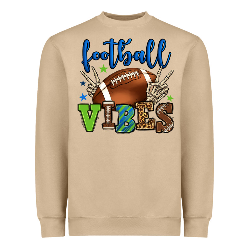 Football Vibes Green And Blue Heavyweight Sweatshirt by HowdyJamesFarm | Teevron