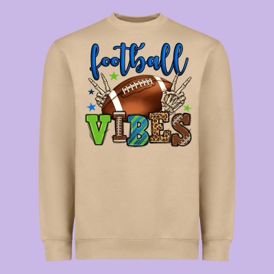 Football Vibes Green And Blue Heavyweight Sweatshirt Designed By Howdyjamesfarm