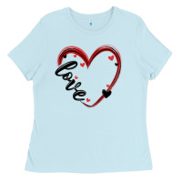 Baby Blue valentines day heart Ladies Tee - MaliasSmallBusiness