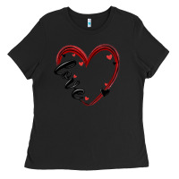 Black valentines day heart Ladies Tee - MaliasSmallBusiness