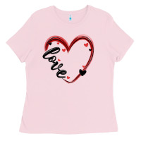 Bubblegum Pink valentines day heart Ladies Tee - MaliasSmallBusiness