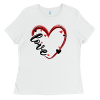 White valentines day heart Ladies Tee - MaliasSmallBusiness