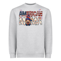 Heather Grey American mama with gnome Mother's Day Heavyweight Sweatshirt - HowdyJamesFarm